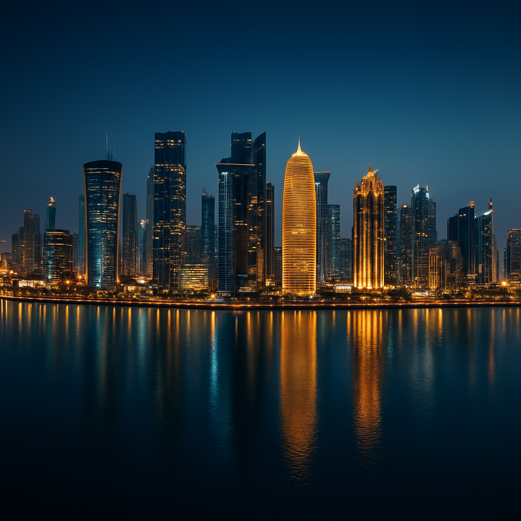 Skyline de Doha au crépuscule